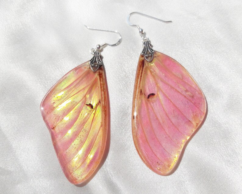 real moth wing jewelry iridescent earrings magical jewelry gifts for women spring accessories trends boho gifts luna moth earrings