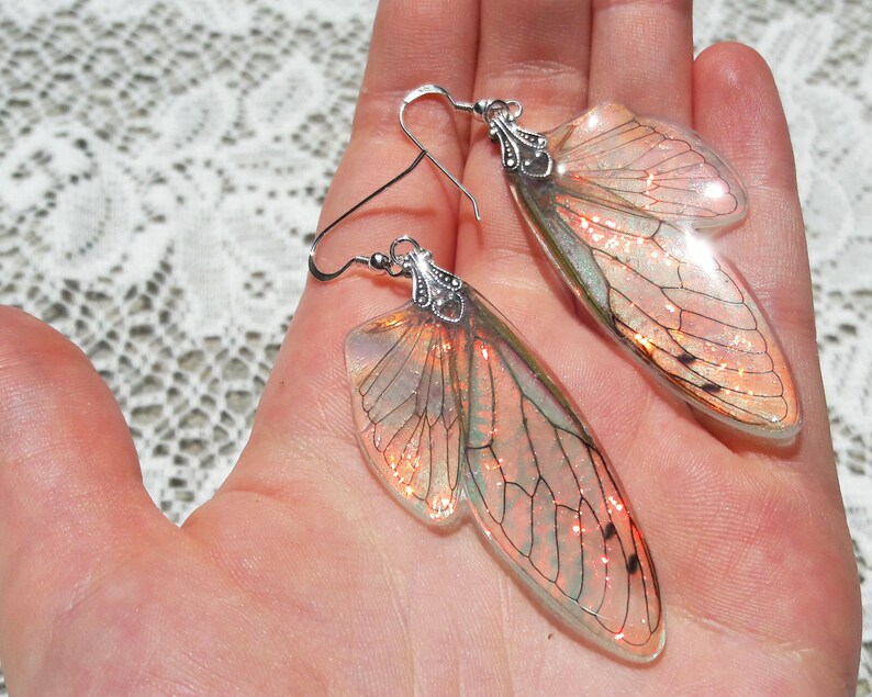 fairy earrings iridescent fairy wings color changing earrings costume wings fantasy accessories magical jewelry faerie art best gifts