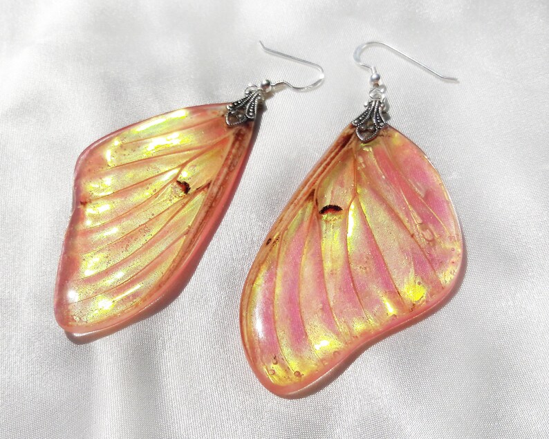 real moth wing jewelry iridescent earrings magical jewelry gifts for women spring accessories trends boho gifts luna moth earrings