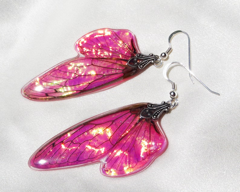 Pink Fairy Wing Earrings Real Insect Jewelry Cicada Wing Etsy