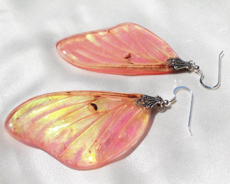 real moth wing jewelry iridescent earrings magical jewelry gifts for women spring accessories trends boho gifts luna moth earrings