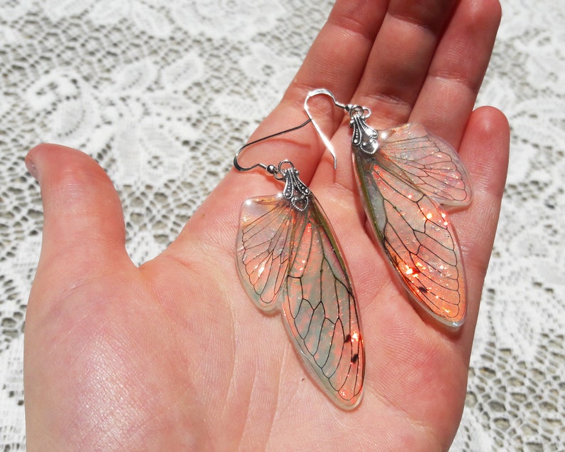 fairy earrings iridescent fairy wings color changing earrings costume wings fantasy accessories magical jewelry faerie art best gifts