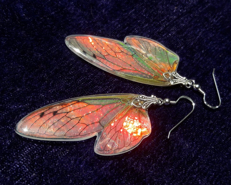fairy earrings iridescent fairy wings color changing earrings costume wings fantasy accessories magical jewelry faerie art best gifts
