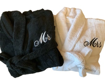 Personalised Luxurious Bath Robes Mr/Mrs His/Hers 100% Egyptian Cotton Towelling robes Valentines Birthday gift wedding anniversary Gift