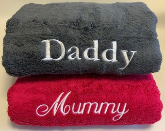 Personalised Embroidered Towels Hand, Bath Bathsheet, Towel Mothers day Gift 100% Egyptian Quality Soft Towels 12 Colours Birthday Xmas Gift