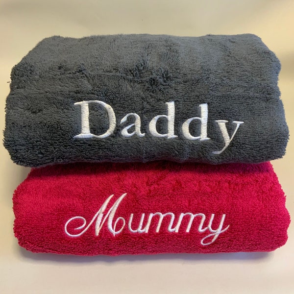 Personalised Embroidered Towels Hand, Bath Bathsheet, Towel Mothers day Gift 100% Egyptian Quality Soft Towels 12 Colours Birthday Xmas Gift
