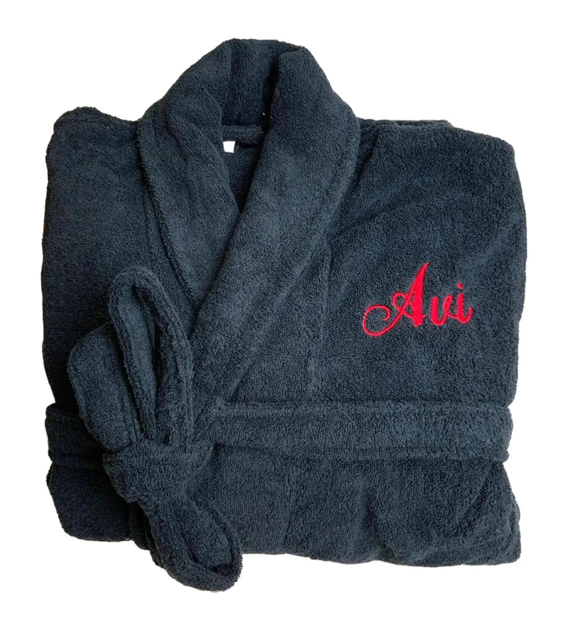 egyptian cotton dressing gown personalised Lulabay MR Personalised Luxury Hooded Terry Towelling Dressing Gown
