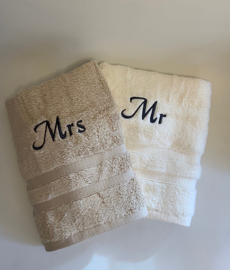 Personalised Mr & Mrs Hand Towel Set Engagement Wedding Etsy UK