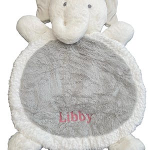 Personalised Play Mat, Grey Elephant Playmat, Baby Playmat, Plush Cotton Play Mat, Round Baby Mat, Embroidered Play Mat, Toddler Baby Gift