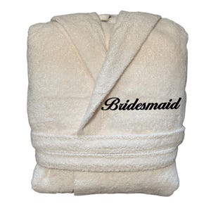 White Bridesmaid Embroidered Bathrobe, Maid of Honor Bathrobe, Soft Bathrobe, Hooded Cotton Robe, Personalised Bathrobe, Ladies Bathrobe