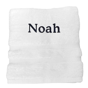 Serviette en coton égyptien à monogramme, serviette en peluche brodée personnalisée