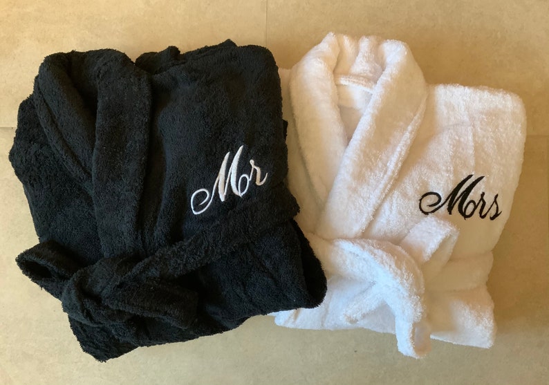 Personalised Luxurious Bath Robes Mr/Mrs His/Hers 100% Egyptian Cotton Towelling robes Christmas Birthday gift wedding anniversary Gift 