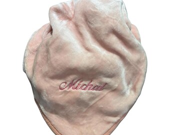 Light Pink Personalized Blanket, Embroidered Plush Microfiber Fleece Throw Mothers Day Gift