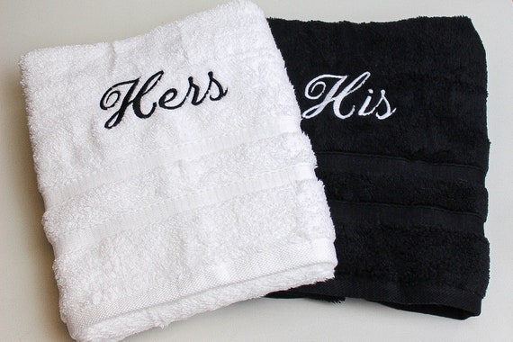 Personalised His & Hers Bath Towel Set 100% Cotton Luxury Soft 
