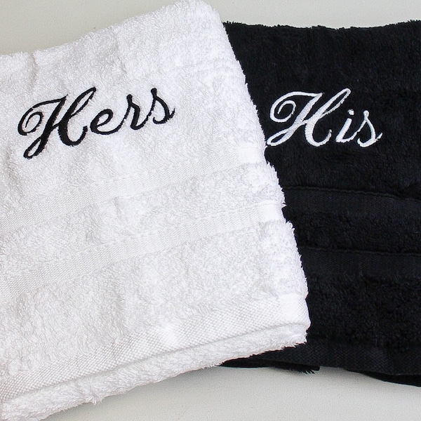 Personalised His & Hers Bath towel set 100% cotton luxury soft towels wedding anniversary Christmas Valentines Day personalized gift