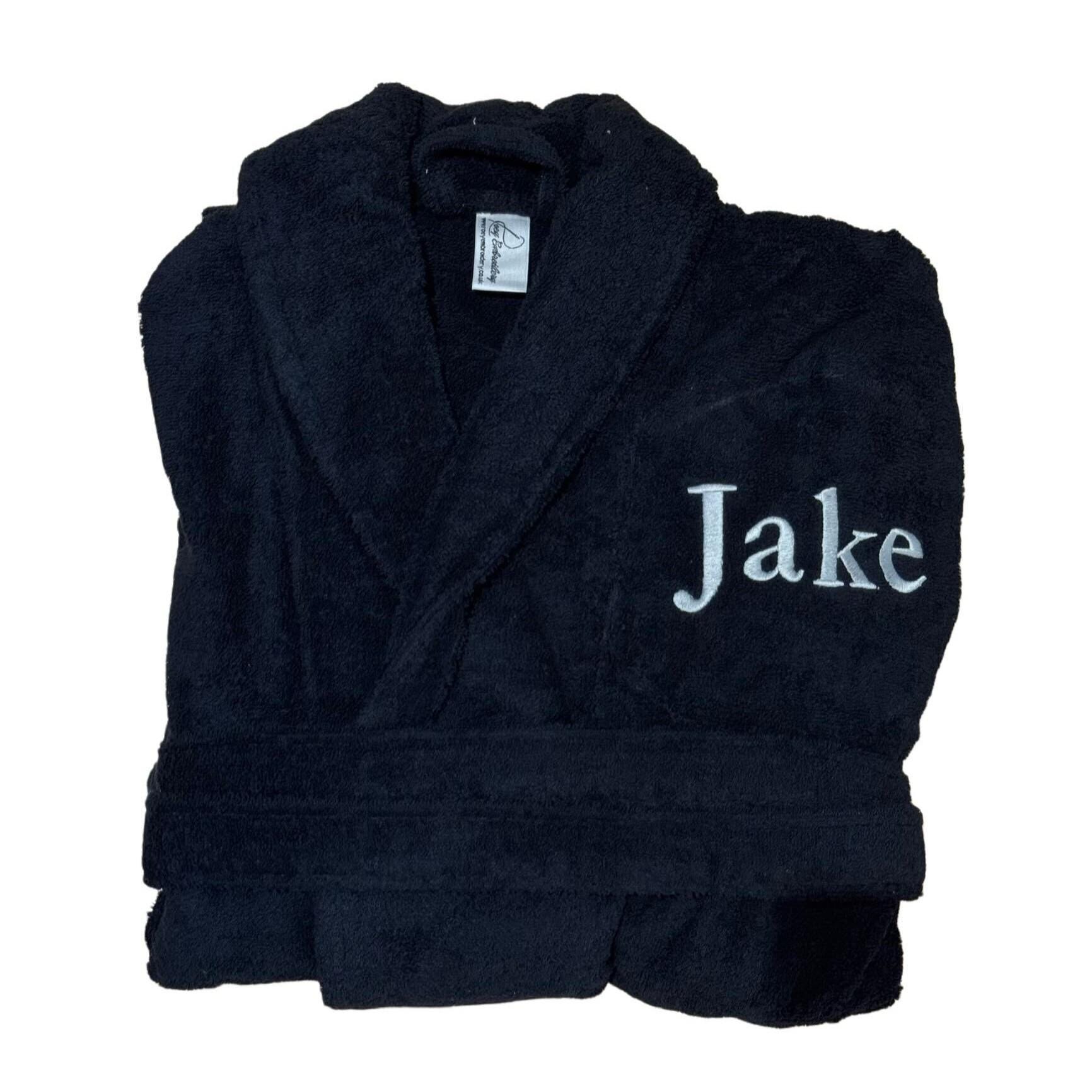 egyptian cotton dressing gown personalised Personalized Embroidered Egyptian Cotton Terry Bathrobe - Unisex