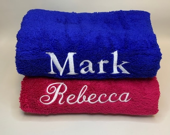 Personalised Embroidered Towels Hand, Bath, Bathsheet, Towel Gift 100% Egyptian Quality Soft Towels 12 Colours Mothers day Birthday Gift
