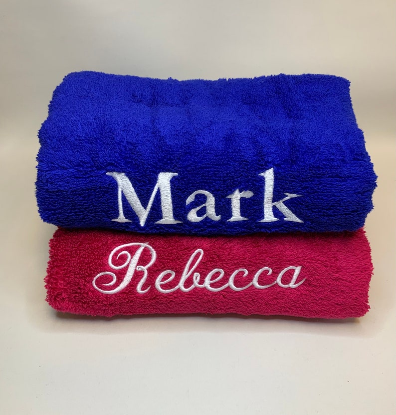 Personalised Embroidered Towels Hand, Bath, Bathsheet, Towel Gift 100% Egyptian Quality Soft Towels 12 Colours Christmas Birthday Gift 