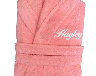 Personalized 100% Egyptian Cotton Plush Bathrobe, Embroidered Robe, Mothers Day Gift