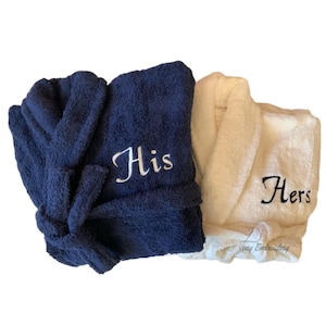His & Hers Matching Bathrobes, Personalised Couple Bathrobes, Custom Matching Robes, !00% Cotton Bathrobes, Hotel Quality Robe, Wedding Gift