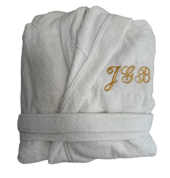 egyptian cotton dressing gown personalised Personalized Egyptian Cotton Bathrobe, Embroidered Plush Robe Mothers Day  Gift