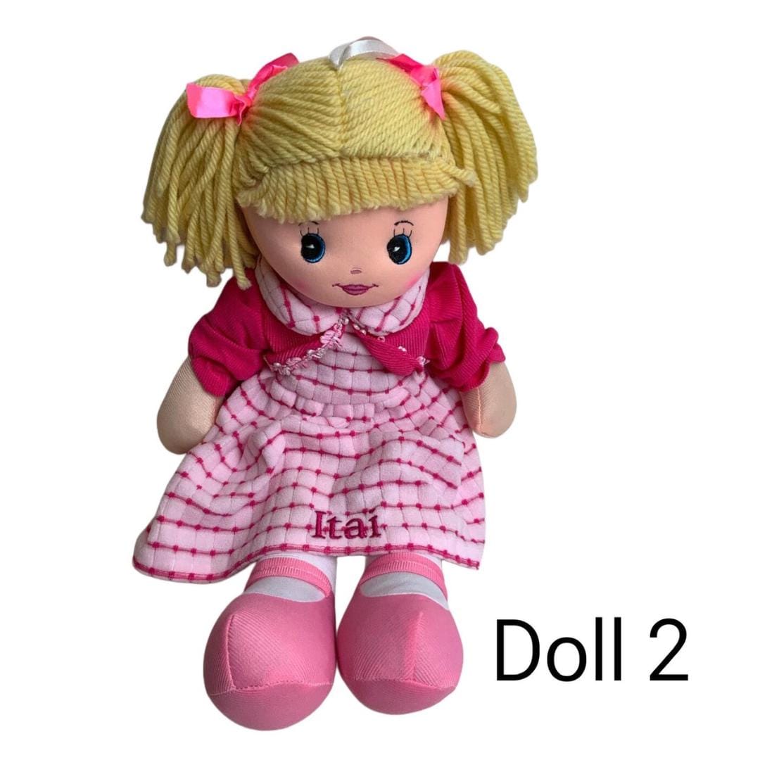 Muñeca De Trapo Carlotta Con Delantal Bordado Y Pelo De Lana – Juguete Suave De 30 Cm Para Niños, Ideal Para Abrazar Y Jugar