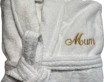 Embroidered Egyptian Cotton Bathrobe, Personalized Plush Robe Mothers Day Gift