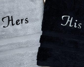 Embroidered His & Hers Egyptian Cotton Bath Sheet Set, Wedding Gift