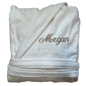 White Embroidered Bathrobe, 100% Cotton Bathrobe, Soft Plush Bathrobe, Luxurious Hooded Robes, Custom Embroidered Bathrobe, Gift For Mums