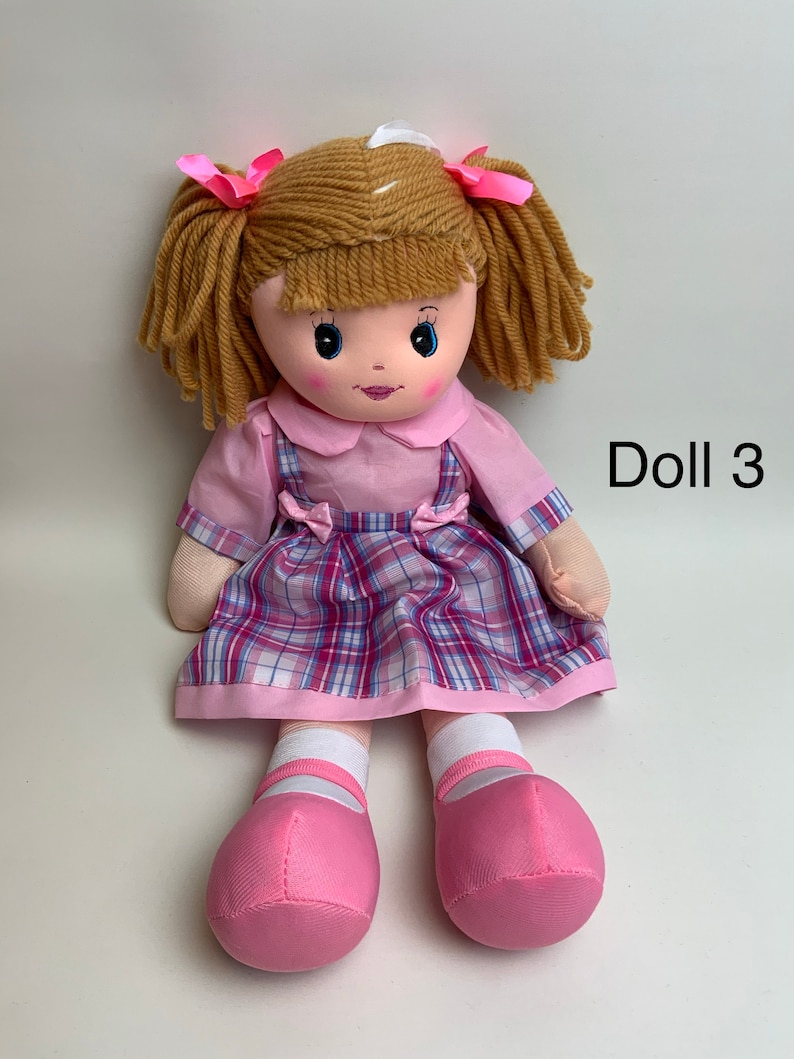 Cadeau personnalisé pour poupée de chiffon brodé avec le nom de bébé, cadeau d'anniversaire pour bébé, poupée de baptême, cadeau de baby shower de Noël, jouet pour enfant, cadeau de Noël Doll 3