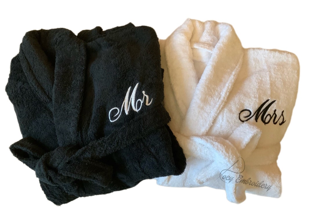 Personalised Luxurious Bath Robes Mr/mrs His/hers 100 Egyptian Cotton