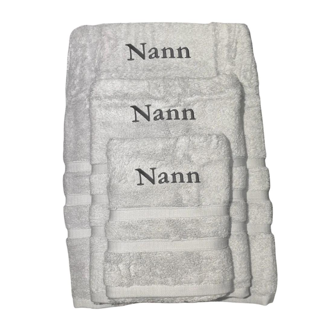 Silver Towel Bale, Silver Colored Towels, Bale of Embroidered Towels, Personalised Towel Set, Luxury Towel Set, Personalised  Dad's Day Gift