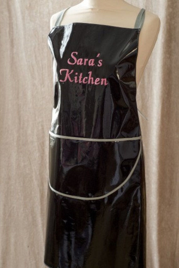 Personalised Black PVC Apron Etsy