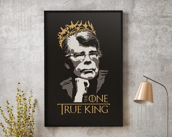 Stephen King, El único rey verdadero, Juego de tronos, Descarga instantánea, Póster imprimible minimalista, Decoración única del hogar, Arte de pared, Películas de terror