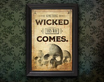 Algo malvado de esta manera viene, Descarga instantánea, Cartel imprimible, Shakespeare, Macbeth, Decoración de Halloween, Vintage, Decoración gótica del hogar