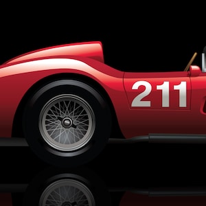 1957 FERRARI TESTAROSSA Side Profile, Classic Sport Car, Digital download