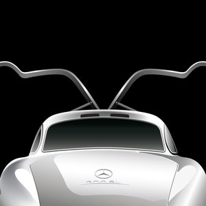 Mercedes-Benz Gullwing 300 SL Classic Car, Vintage Car Poster, Art Print, Digital Print, Wall Poster