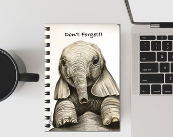 Baby Elephant Notebook, A5 Safari Journal, Wildlife Art Stationery