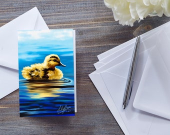 CUTE DUCKLING EASTER Card, Blank All Occasions, Yellow Baby Duck, New Baby Card, Cute Wildlife, Animal Notecard, Card For Kids, Bird Lover