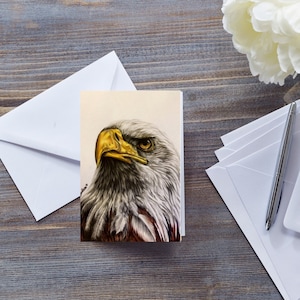 Biglietto con aquila calva per tutte le occasioni, disegno di rapaci, biglietto con aquila americana per uomo, per amanti degli uccelli, disegno di un'aquila, Giorno dell'Indipendenza. Per ragazzi