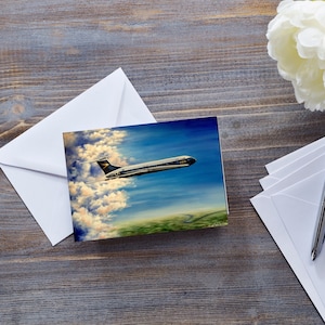 CARTE AVION VC10 pour amateurs d'avions, carte vierge toutes occasions, avions en vol, carte pour lui, mini impression aviation, carte de voyage
