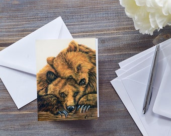 Hugging Bears Anniversary Card: Wildlife Art for Couples