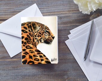 CARTÃO GATO JAGUAR Do desenho original, cartão amante de gatos grandes, para amante de onças, arte de vida selvagem de safári, todas as ocasiões, para meninos, cartão amante de animais