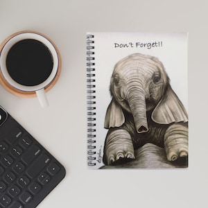 CUTE ELEPHANT NOTEBOOK, Don't Forget Jotter, A5 Animal Notepad, Zoo Animal Journal, Safari Notepad, Elephant Lover Gift, Wildlife Stationery