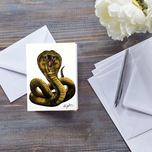CARTE KING COBRA pour toutes les occasions, carte pour amoureux des serpents, carte pour lettres dessin serpent sifflant, carte pour amateur de reptiles, cartes pour lui, carte pour adolescents