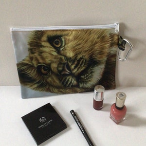 LION CUB PENCIL Case, Makeup Storage, Wildlife Cosmetic Pouch, Baby Lion Zipper Case, Cute Cat Toiletry Bag, Animal Lover Gift, School Bag