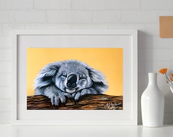 Sleepy Koala Art Print: Australian Wildlife Nursery Decor
