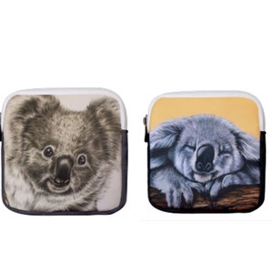 KOALA COIN PURSE, Mini Square Pouch, Cute Animal Accessories Bag, Koala Bear Lovers Gift, Money Cash Bag, Wildlife Coin Wallet, Change Purse