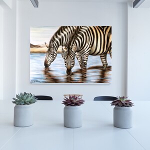 IMPRESIÓN DE DIBUJO DE CEBRAS, Arte de animales salvajes, Póster de escena de safari africano, Regalo para amantes de las cebras, Habitación infantil, Decoración de pared en blanco y negro, Paisajes