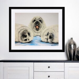 Seal Pups Portrait Print, Nursery Wall Art